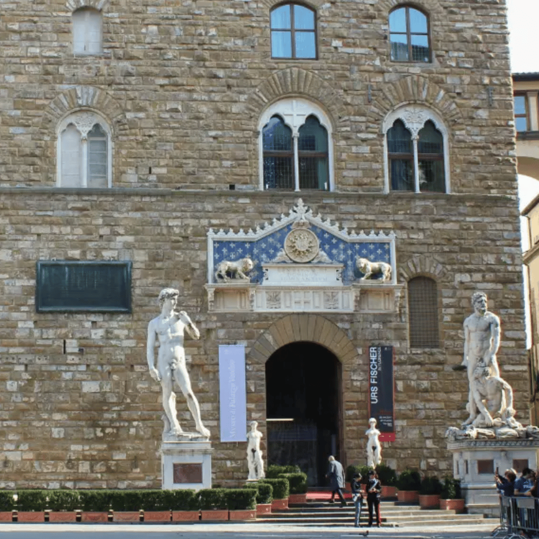 Bottom: Copy of David in Palazzo Vecchio Florence.