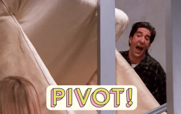 Pivot! Ross trying to move the couch up the stairs in Friends