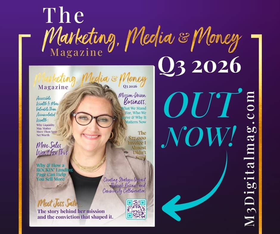 Jess Sato on the cover of Marketing, Media, and Money Magazine