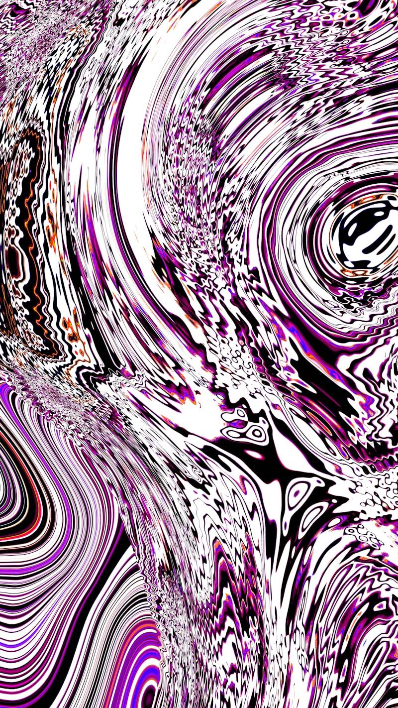 Abstract swirling pattern of purple, black, and white.