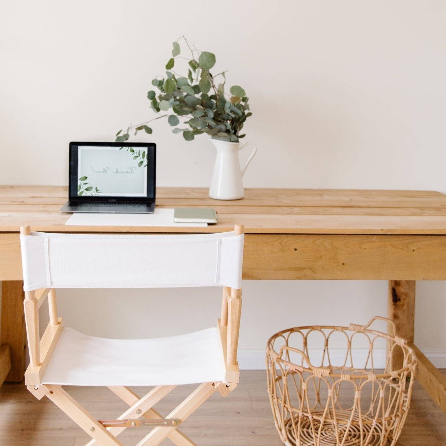 Picture of desk, chair, and laptop