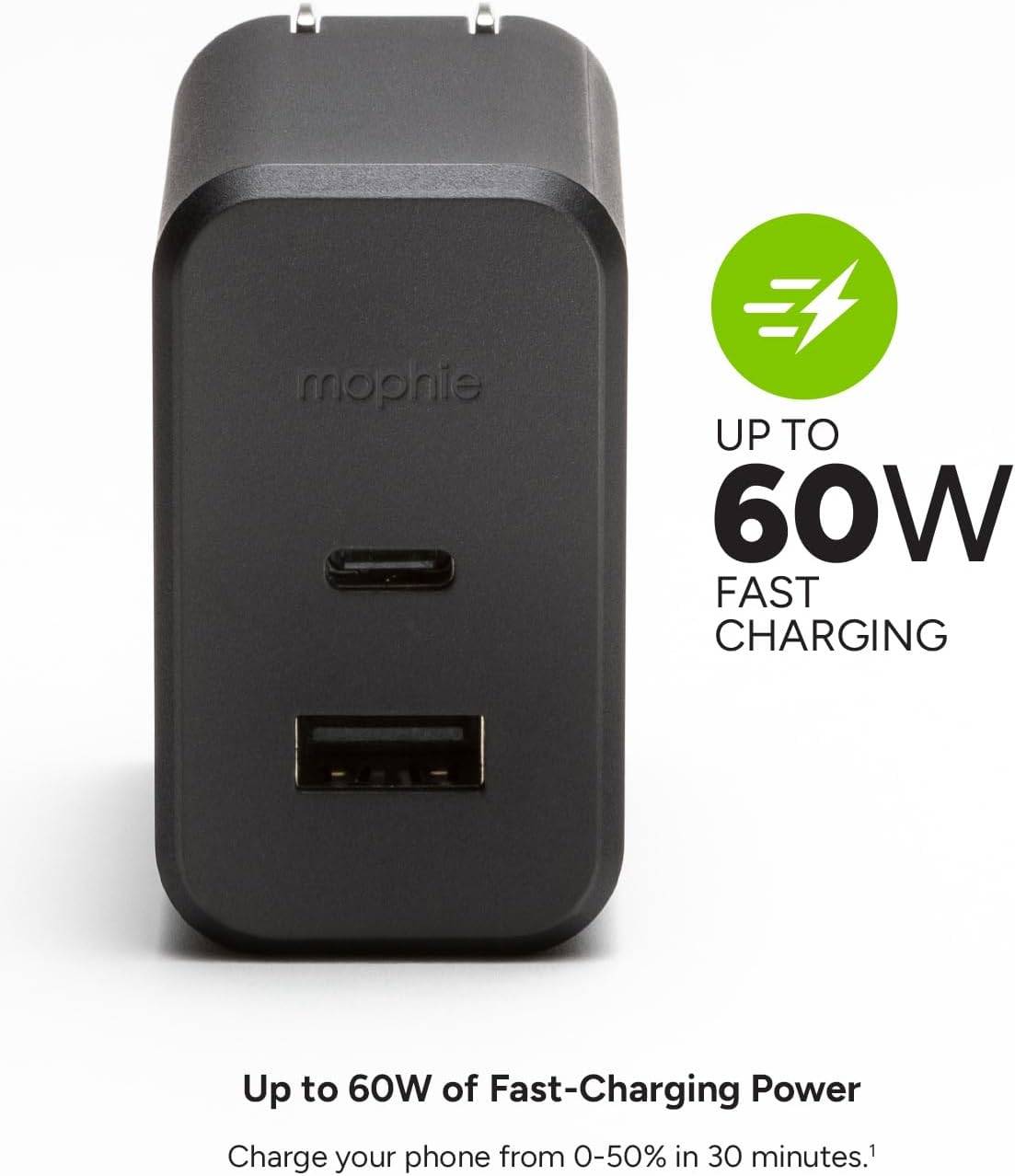 mophie 60W GaN Dual-Port USB-C Wall Charger
