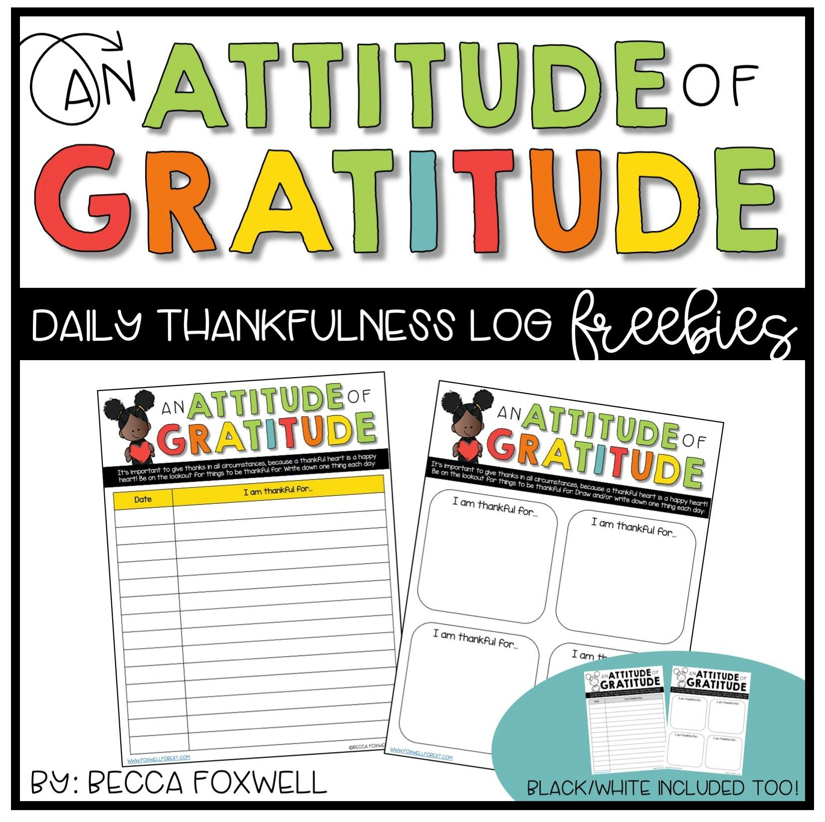 Attitude Of Gratitude Daily Thankfulness Log Freebie