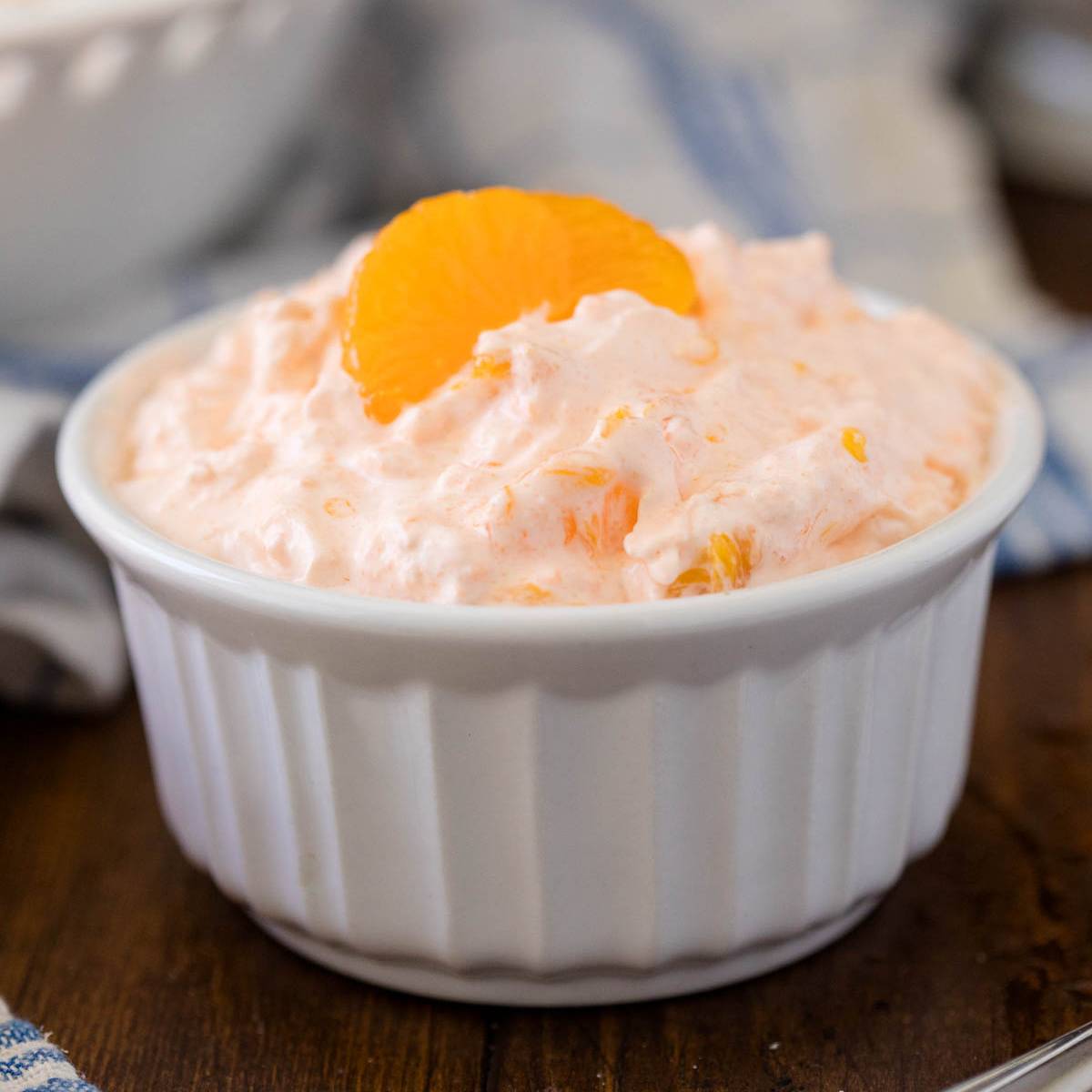 Orange creamsicle salad in a bowl.