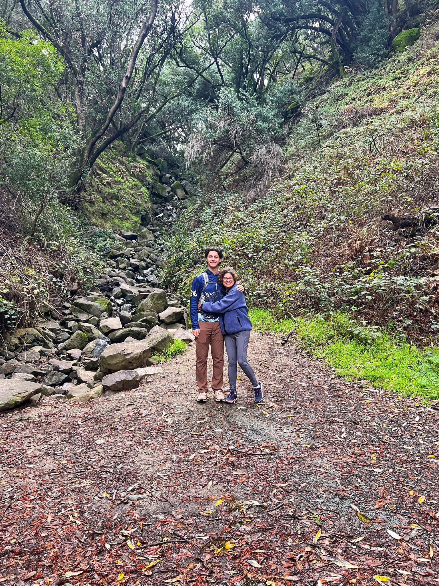 Hiking on a local trail with my son