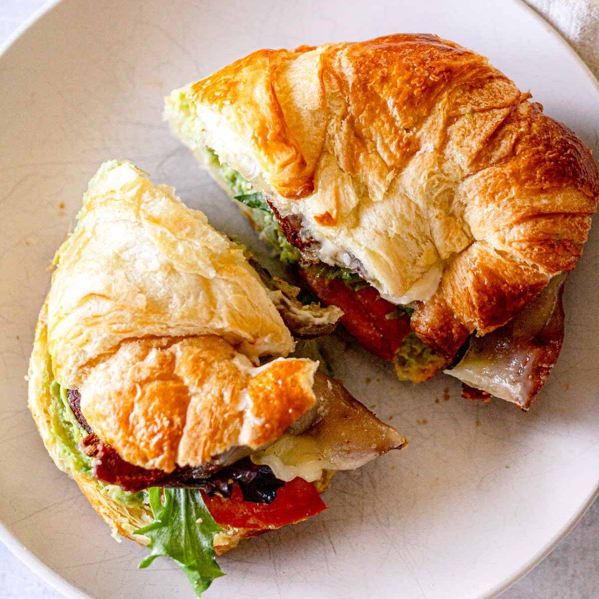 Bacon avocado croissant sandwich
