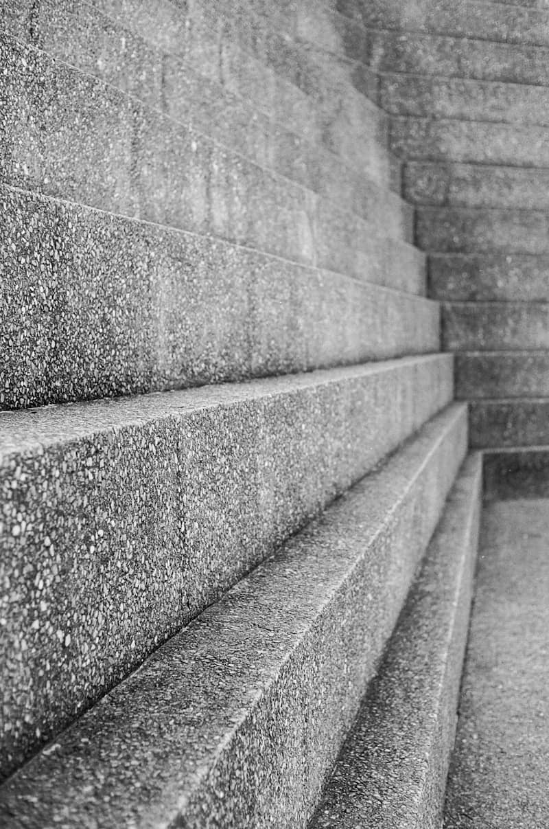 Granite stairs leading upwards in a close-up view