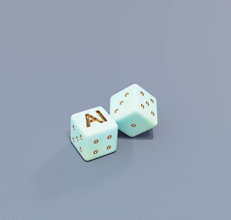 Two dice with ai letters and dots