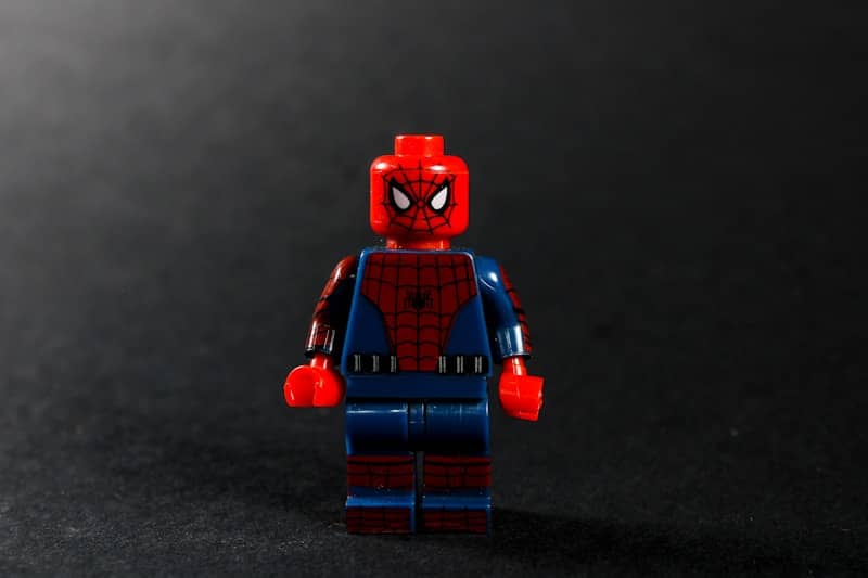 Lego spider-man figure on dark background
