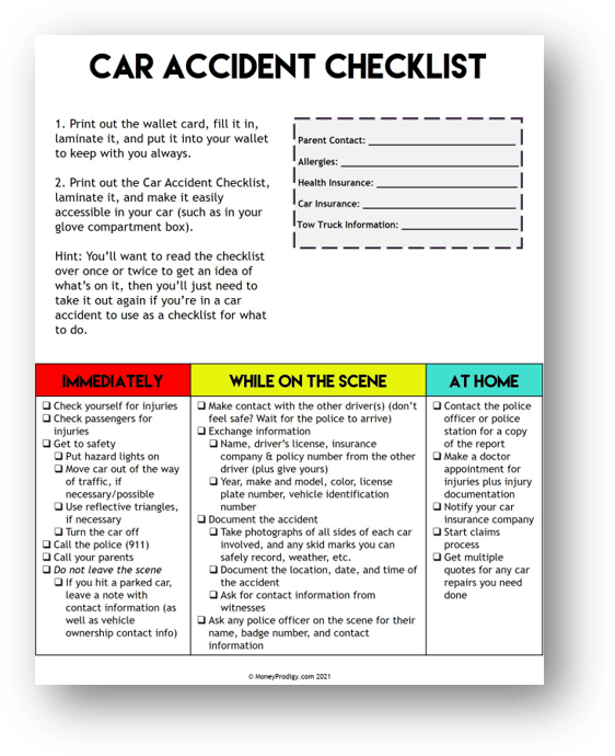 car accident checklist pdf doylehober