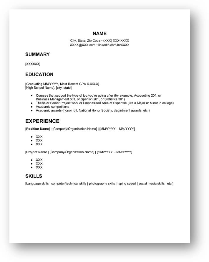 5 Free Resume Templates for Teens (with Little to No Experience)