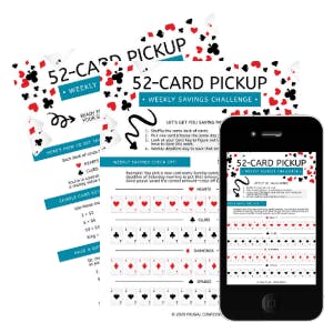 52 pick up cards money saving game 