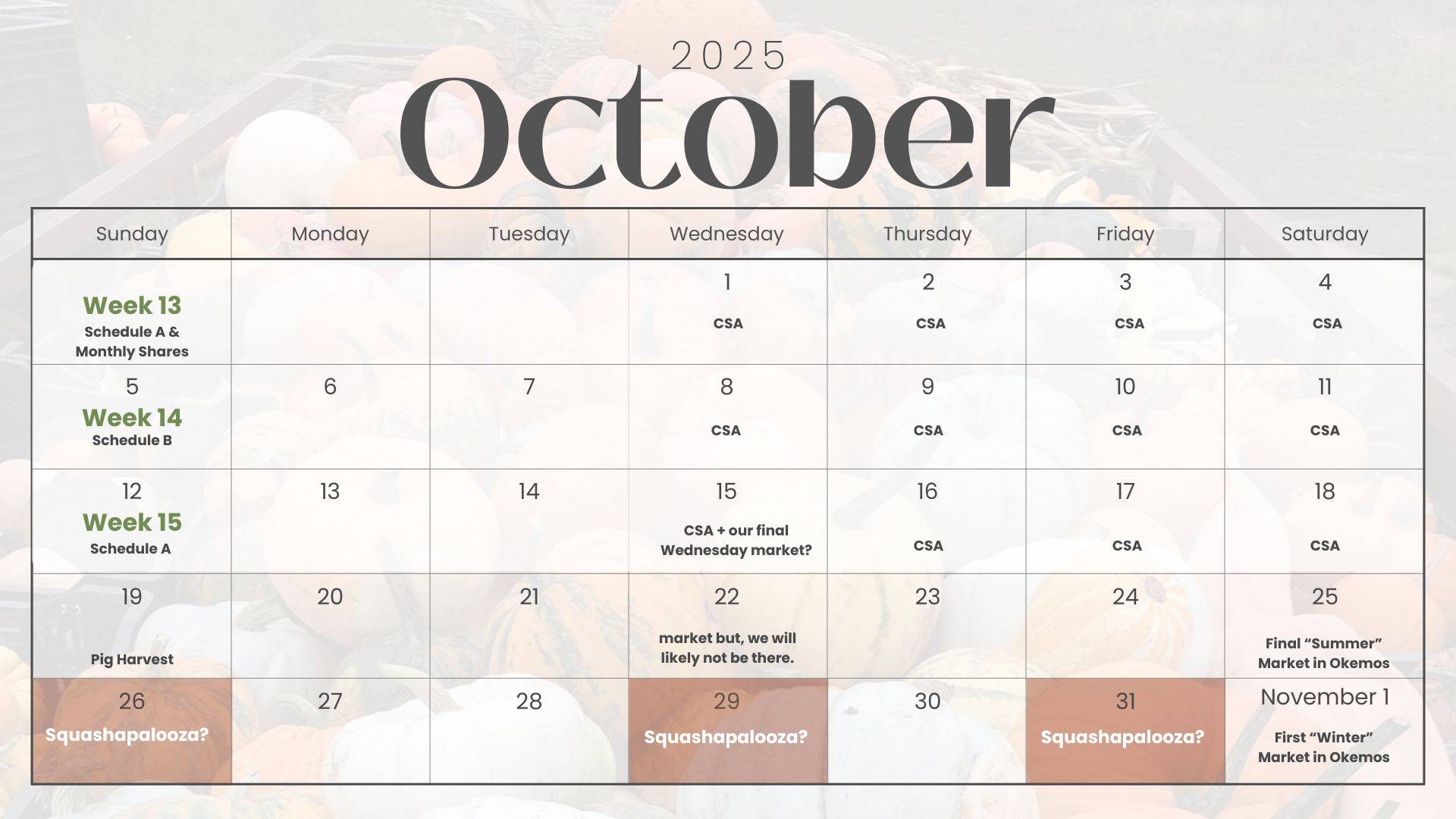 a calendar with three weeks left in CSA