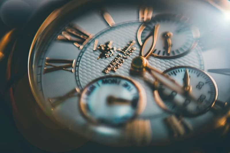 macro shot of chronograph watch