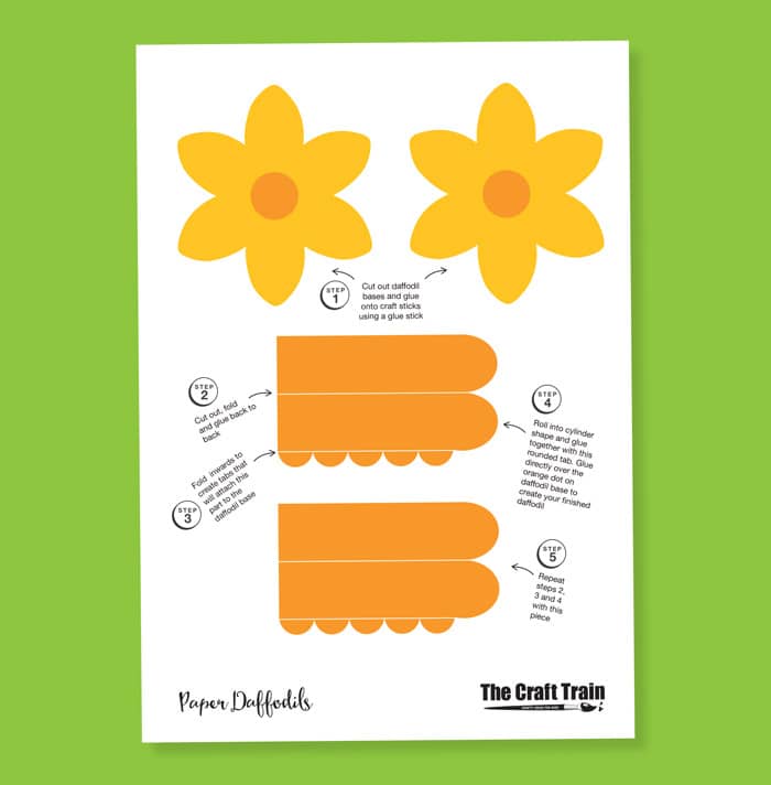 Printable paper daffodil craft - The Craft Train