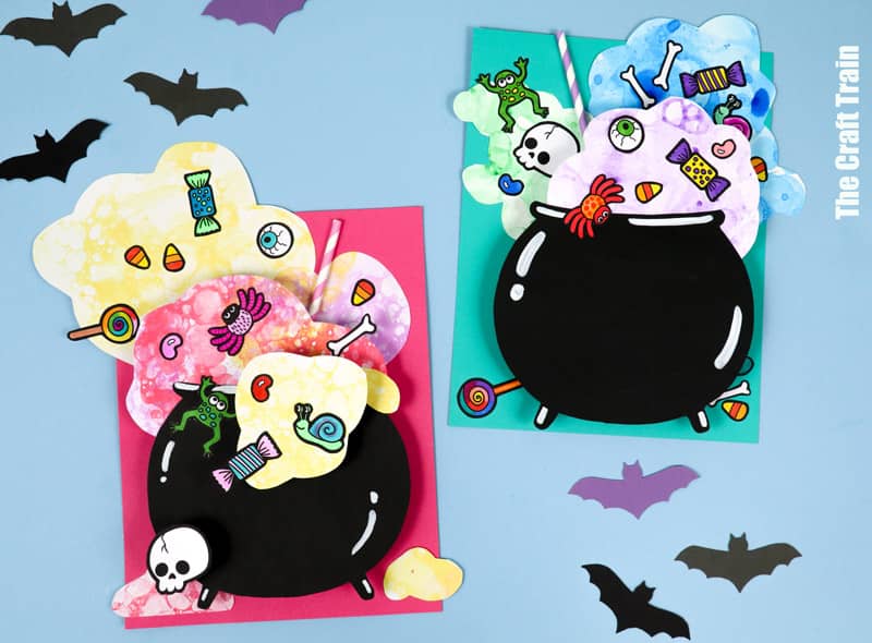 Bubble art cauldron printable activity for kids