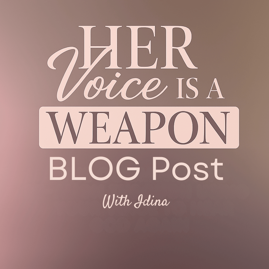 brown and beige her voice is a weapon blog post with idina sign