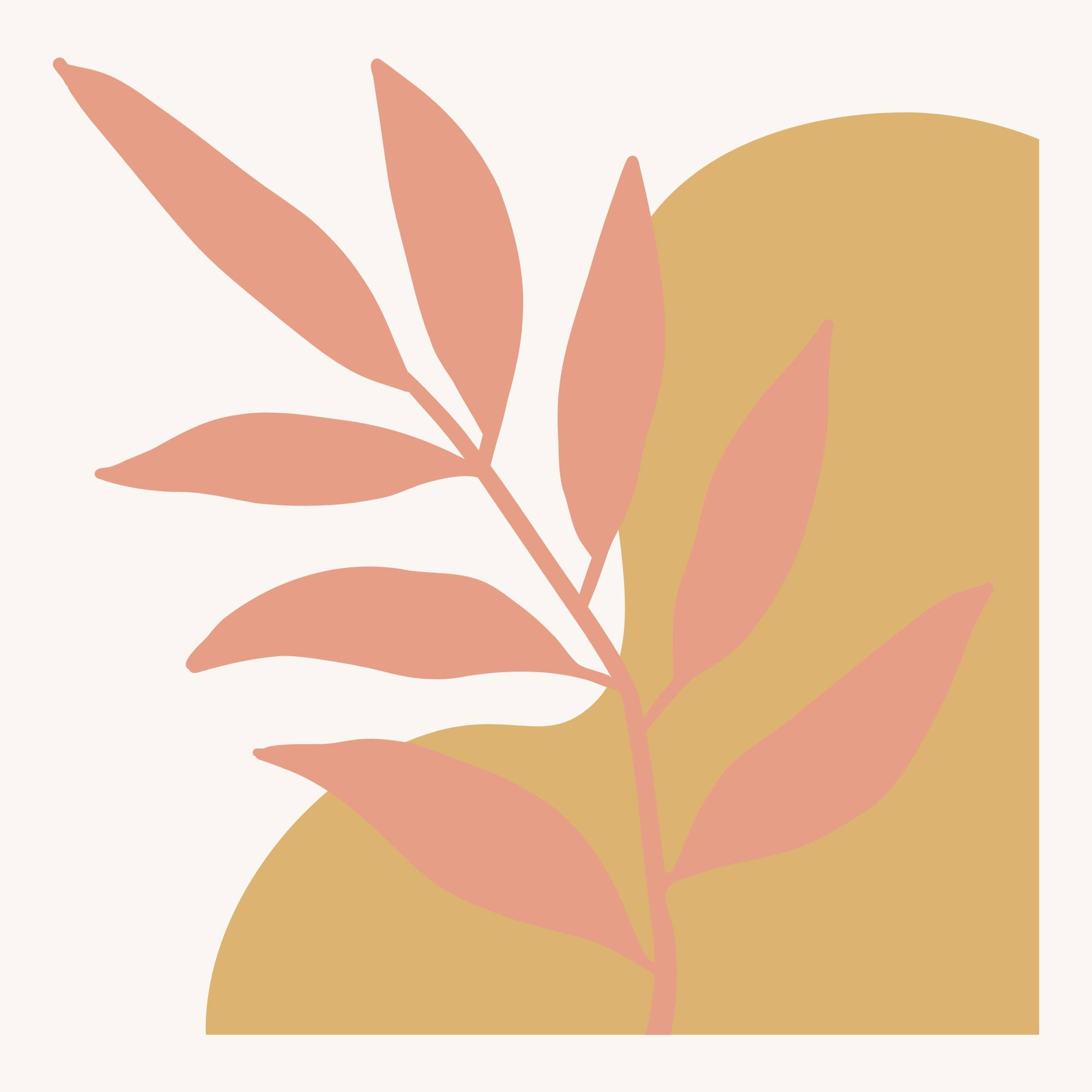 Leaf on golden background.