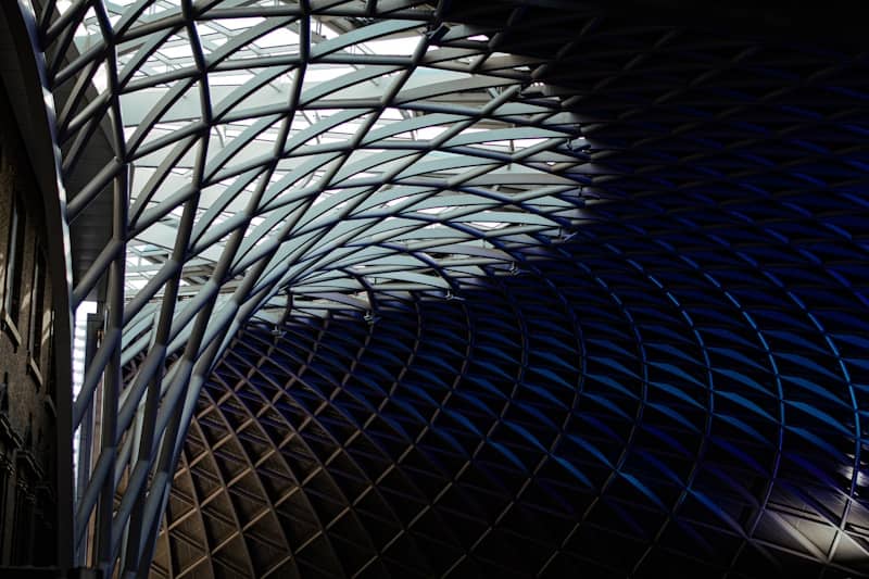 Modern architectural ceiling with geometric patterns