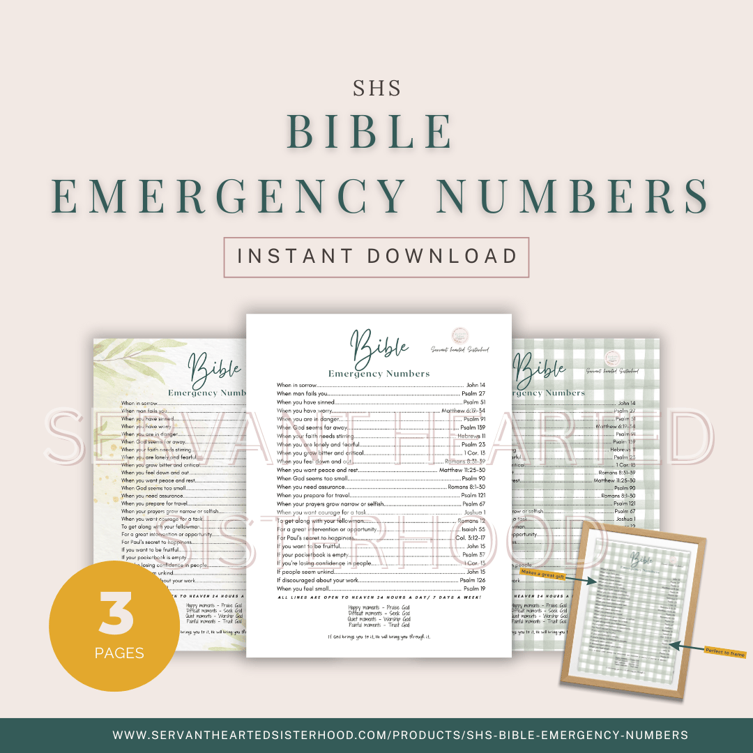 SHS Bible Emergency Numbers (Instant Download)