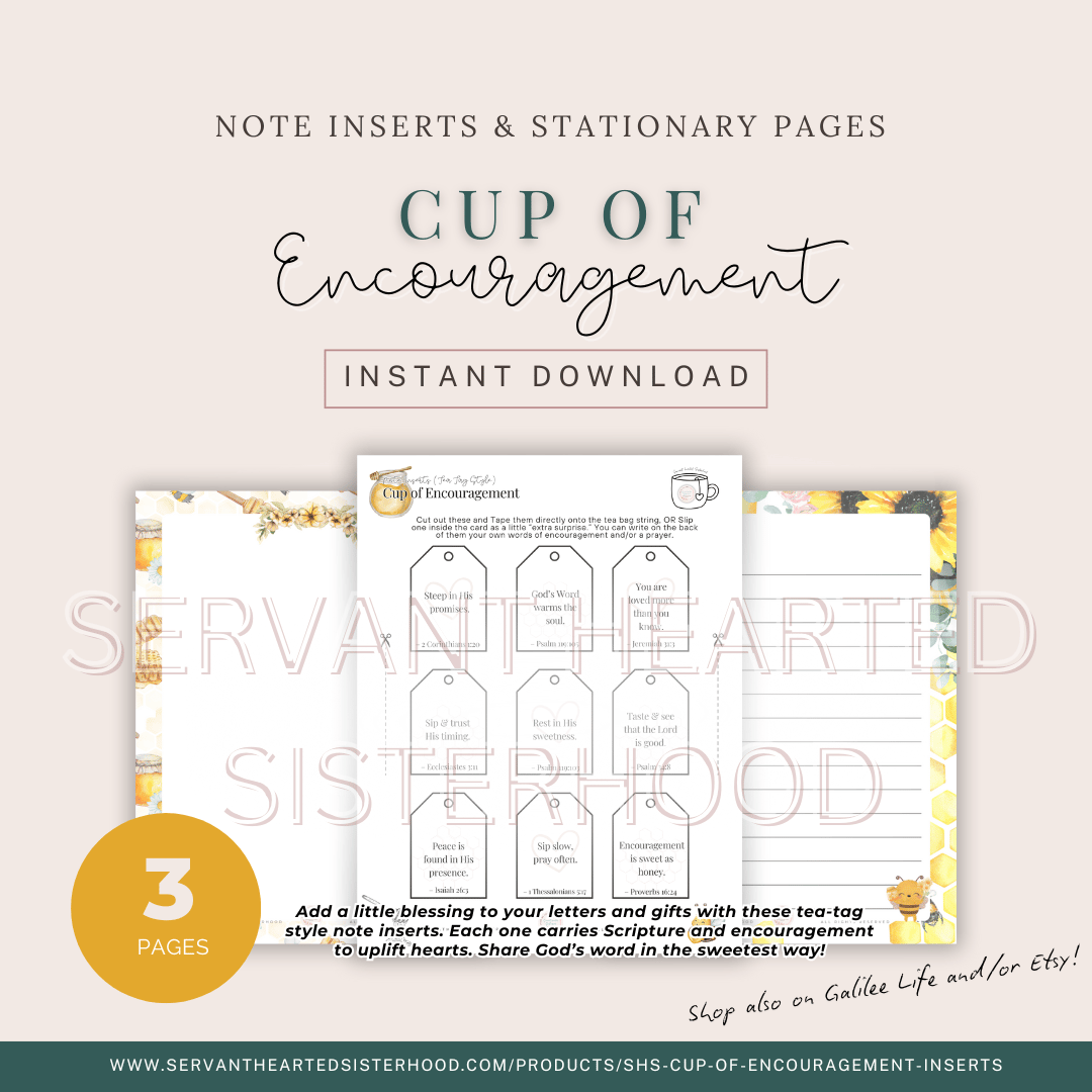 SHS Cup of Encouragement - Note Inserts & Stationary Pages (instant download)