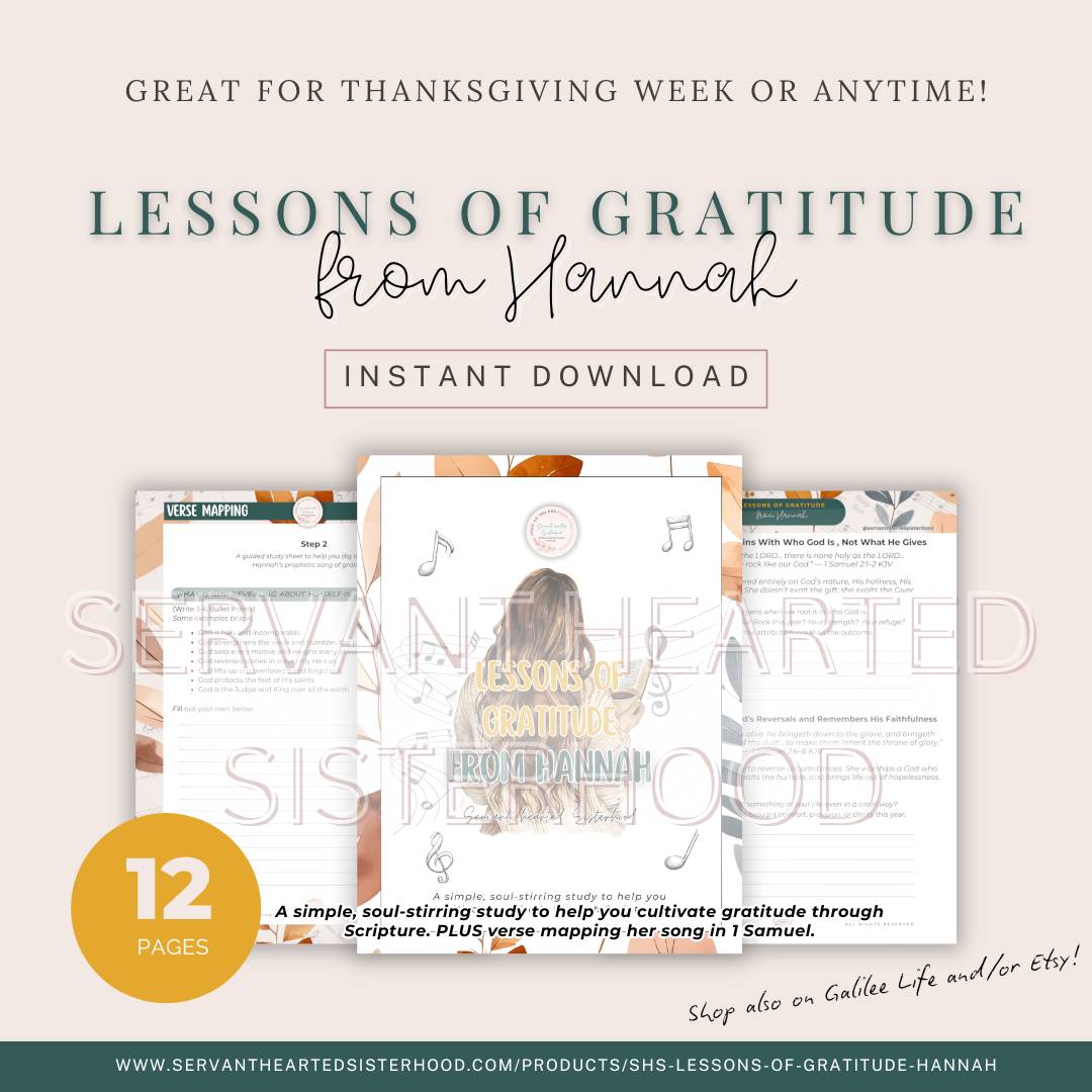 SHS Lessons of Gratitude from Hannah (instant download)
