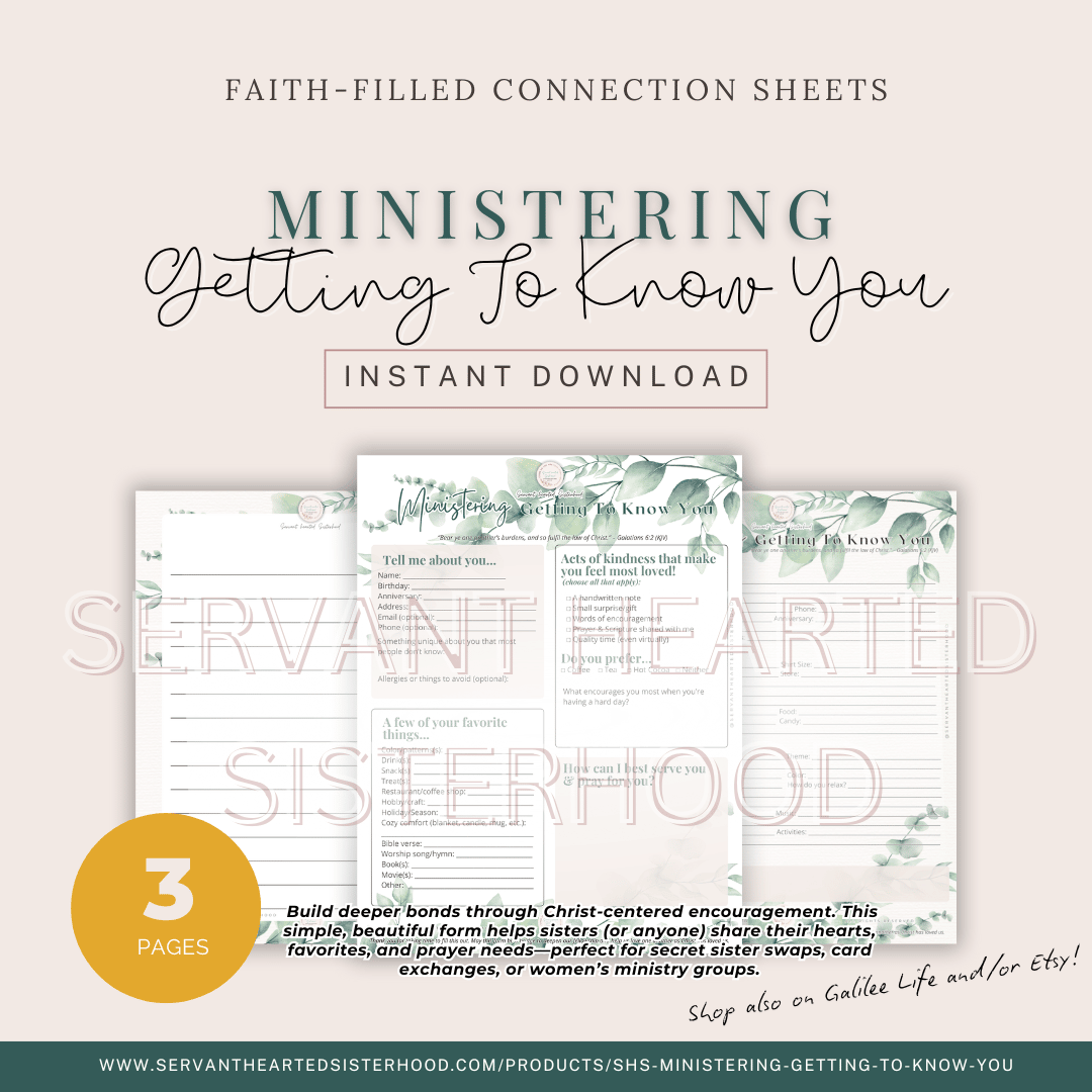 SHS Ministering Getting To Know You Sheets (instant download)