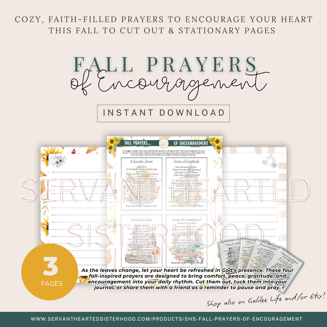 SHS Fall Prayers of Encouragement & Stationary Pages (instant download)