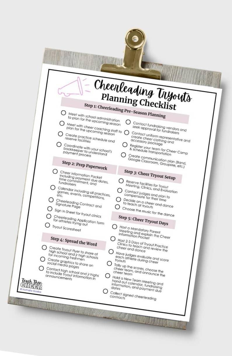 Free Cheerleading Tryouts Planning Checklist for Free Printable Cheer Tryout Score Sheet