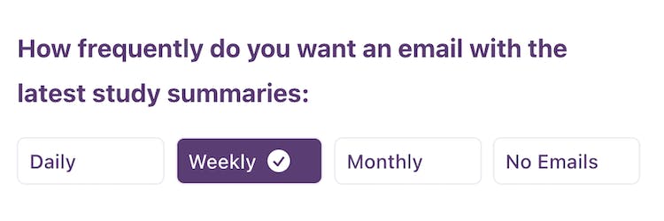 Choose how frequent you want Study Summary updates