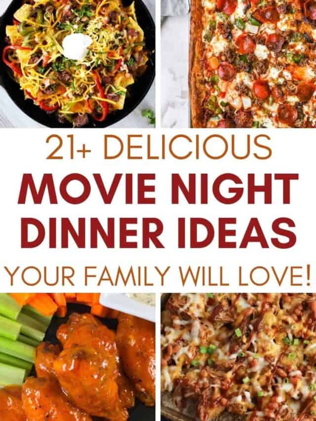 collage of movie night dinner ideas