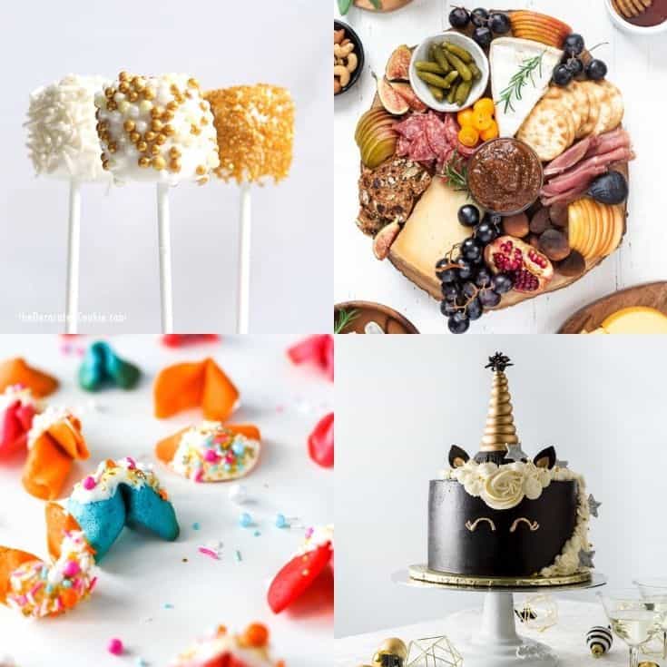 collage of 4 NYE inspired recipes