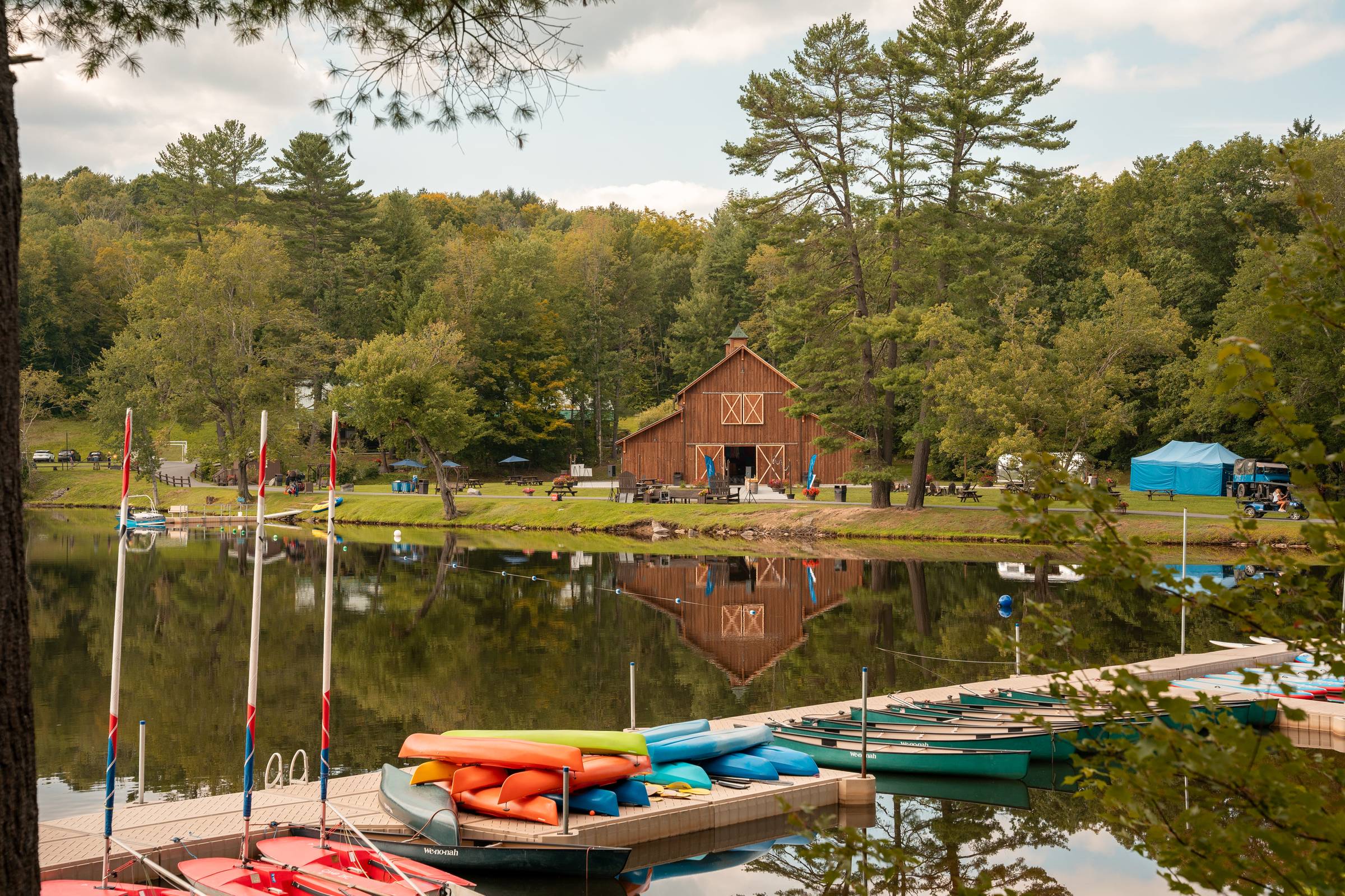 Barn and lake