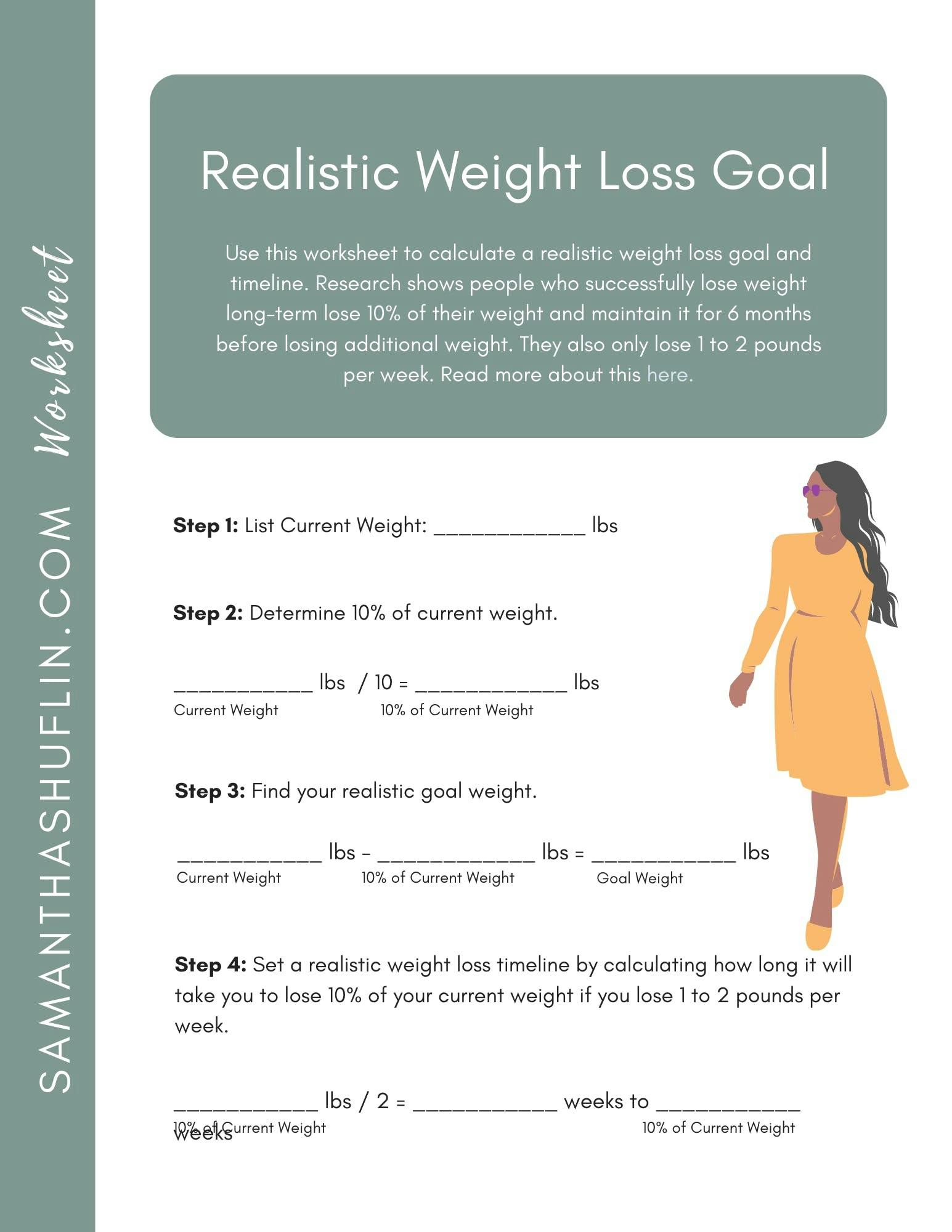Set Realistic Weight Loss Goals With This Free Worksheet Samantha Shuflin