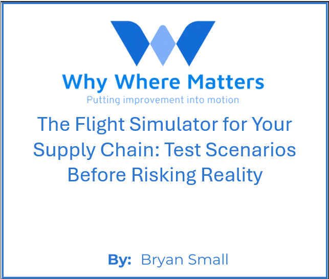 The Flight Simulator for Your Supply Chain by Bryan Small. Visual comparing traditional supply chain management (stressed) versus semantic intelligence approach (confident). Tagline: Crash in the simulator, succeed in reality.