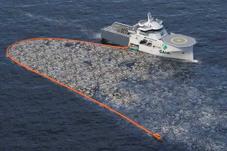 A rendering of Gaia First's Ocean Waste 2 Energy vessel.