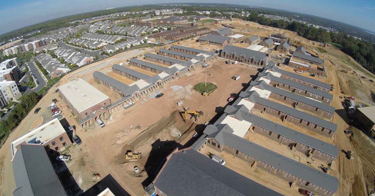 Aerial view of apartments under constructio