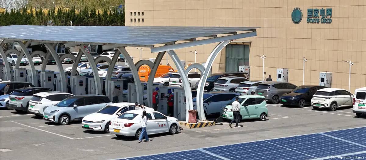This is a State Grid electric vehicle charging station in
