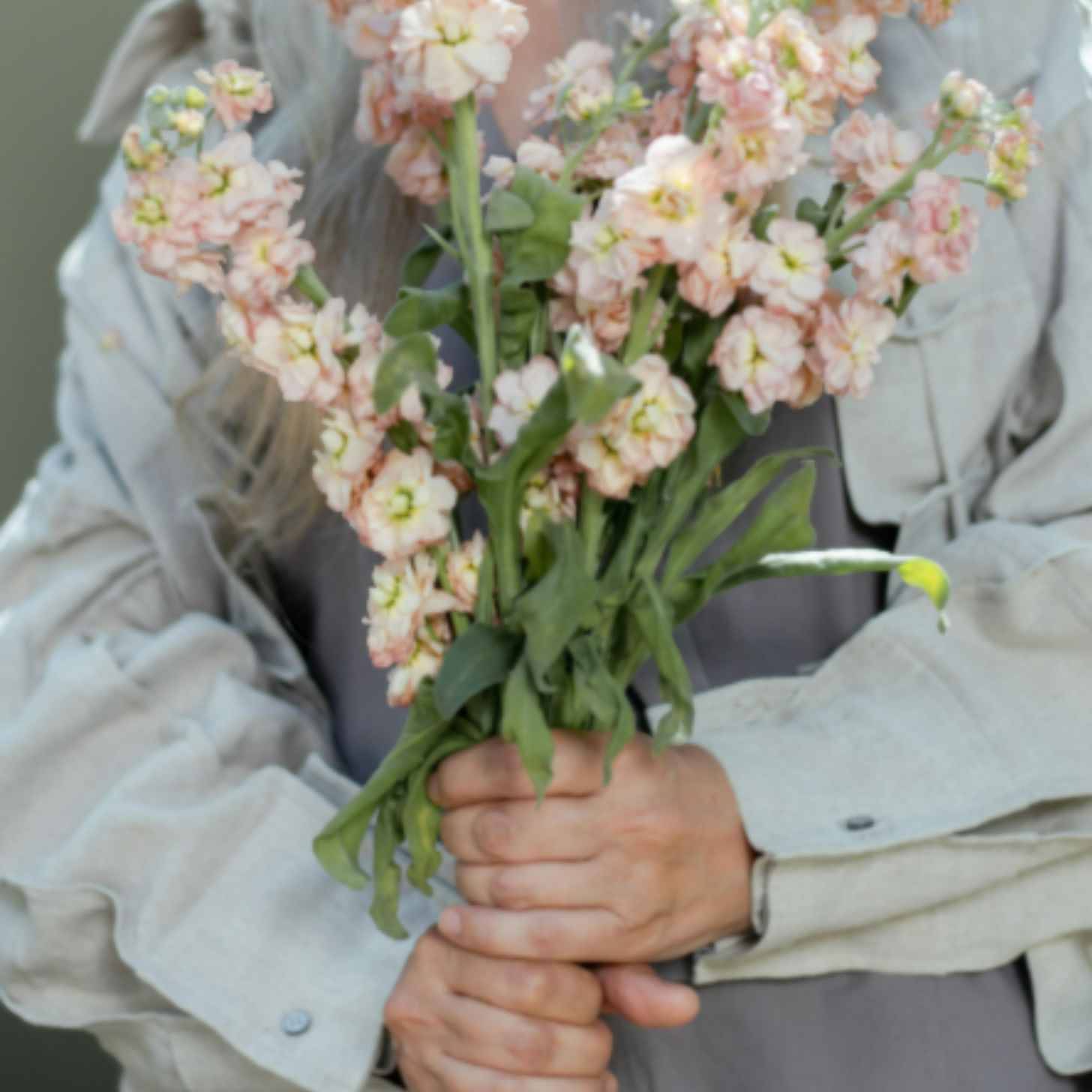 Person holding a bouquet of flowers