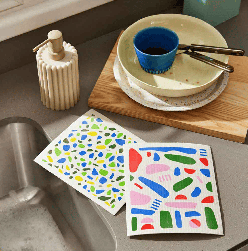 Swedish dish cloths on a countertop