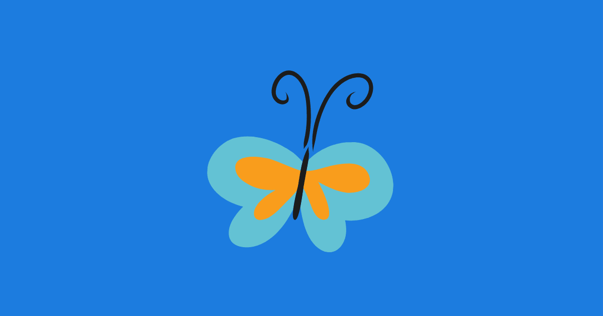 An illustration of a blue and orange butterfly on a darker blue background