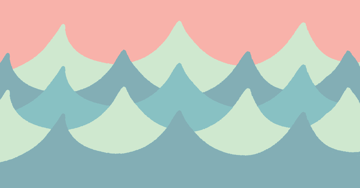 Illustration of layers of waves on a pink background