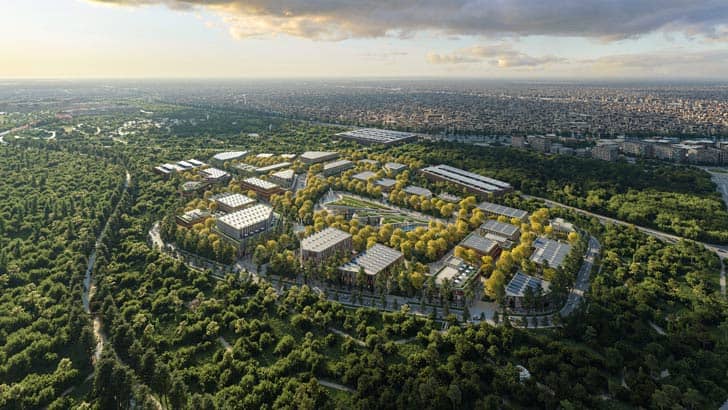 Aerial view of the planned urban forest