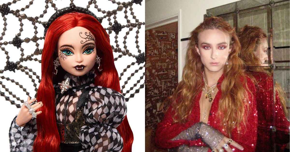 A split photo of the new Monster High doll and Harris Reed