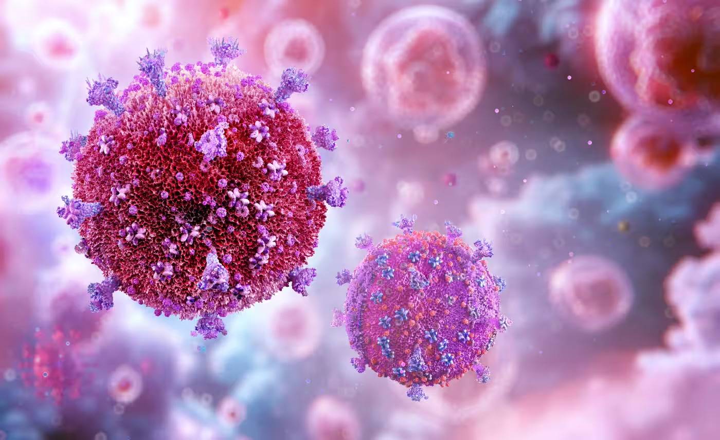 Rendering of HIV microscopic virus
