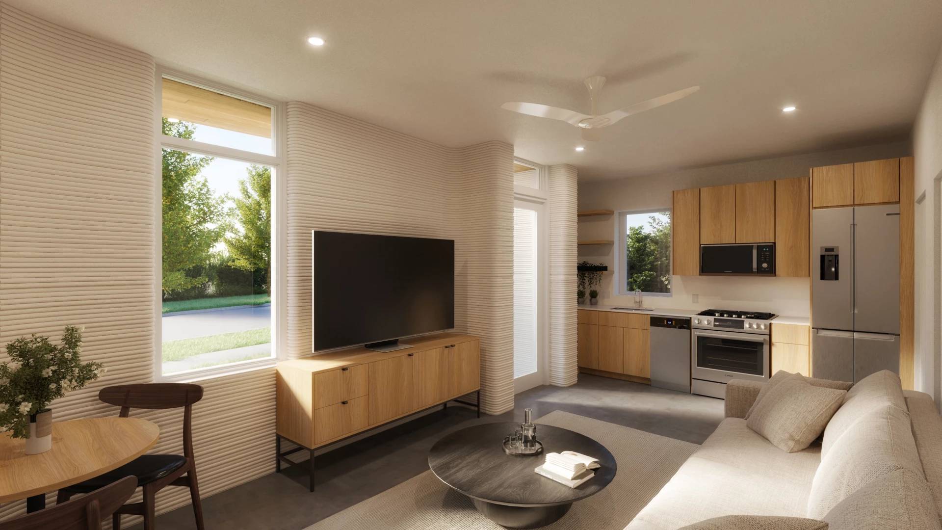 Interior of first floor of a 3D-printed home