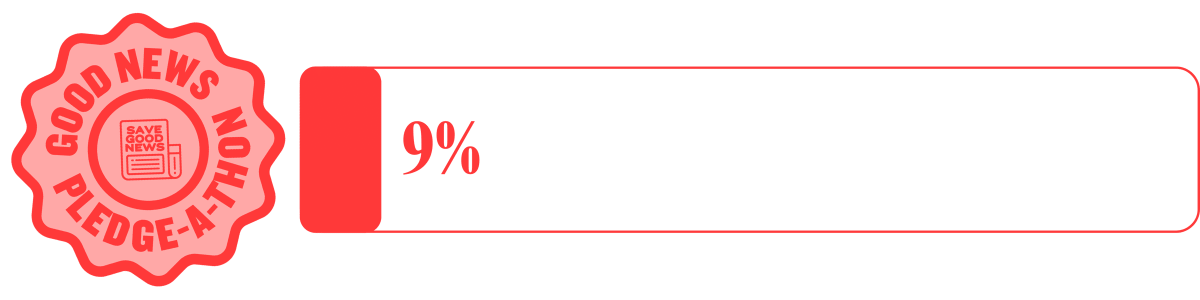 Good news Pledge-a-Thon: 9% progress