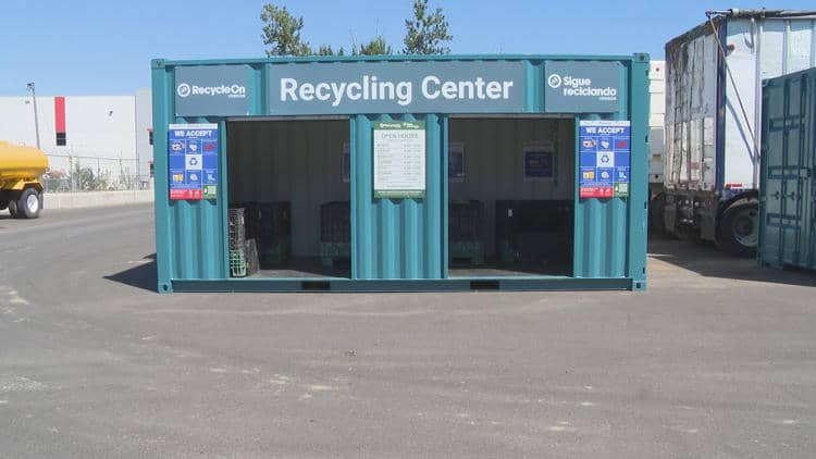 Recycling Center built out of a green shipping container
