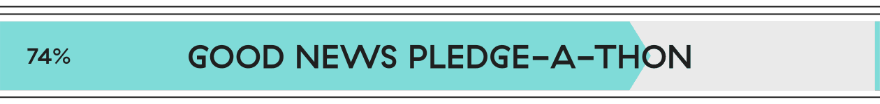 74% progress Good News Pledge-a-Thon