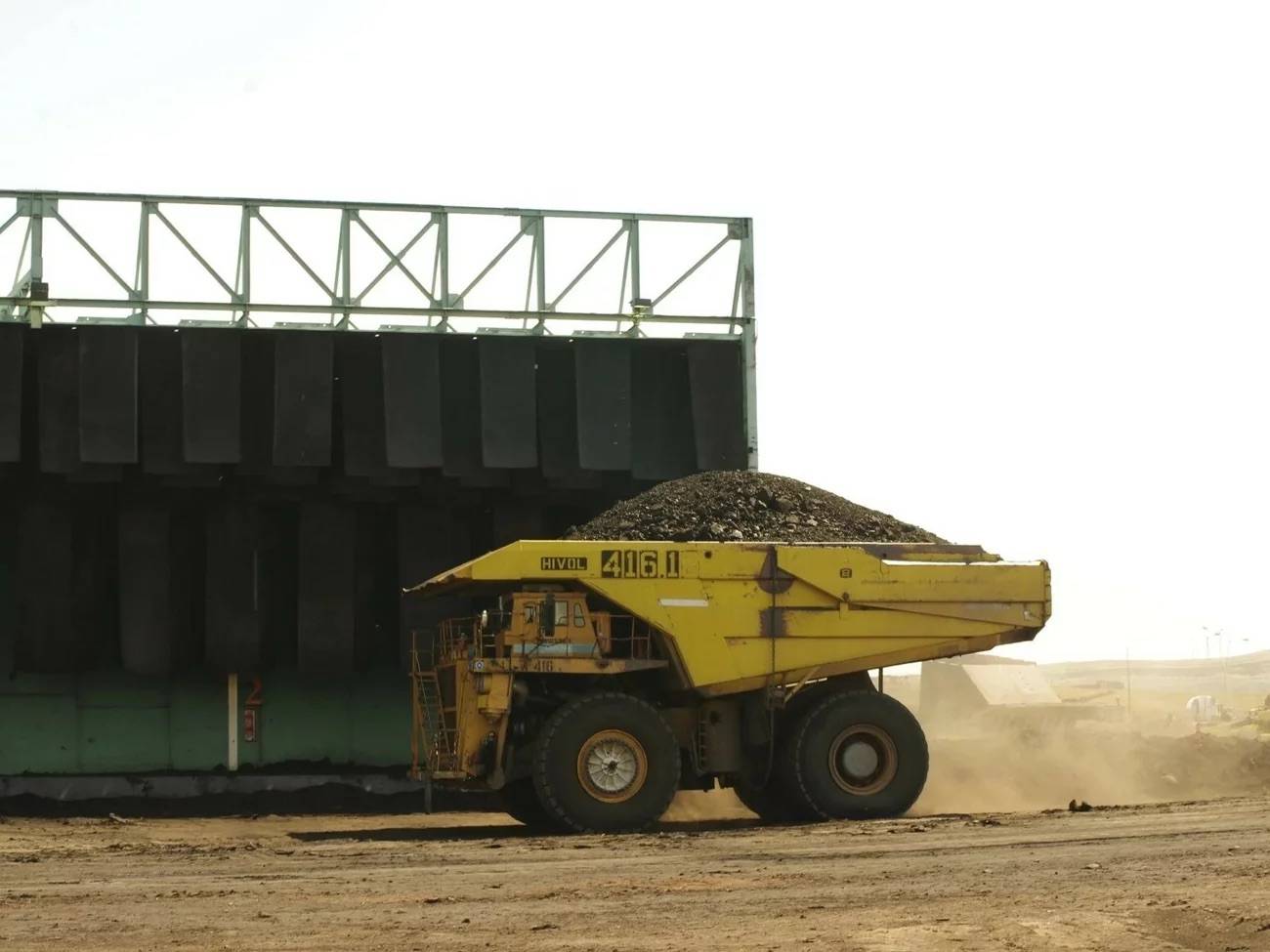 A truck carrying a load of coal in the Powder River Basin